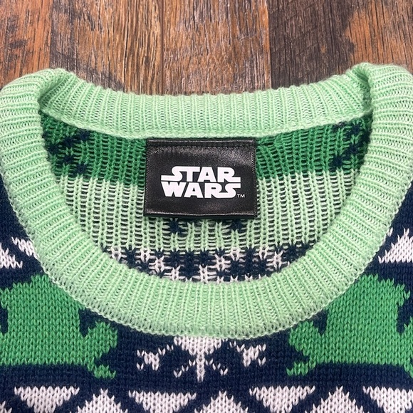 Geeknet Baby Yoda Manalorian Grogu Navy/Green Ugly Christmas Sweater - Picture 3 of 7